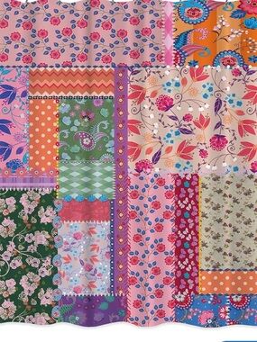 Patchwork Boho Floral Shower Curtain 60"W × 72"L